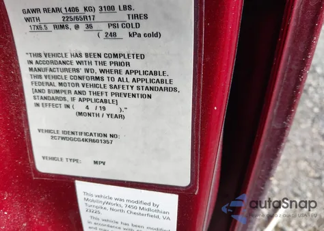 2019 Dodge Grand Caravan Sxt from USA, damaged, VIN 2C7WDGCG4KR601357